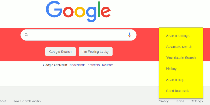 google menu fixed